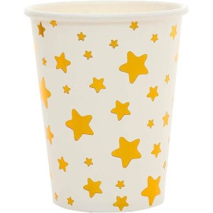 KIT 10 COPOS 270ML PAPEL - ESTRELAS DOURADAS
