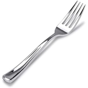 KIT 8 GARFOS REFEICAO 18.5 CM LUXO  EM PLASTICO PRATA