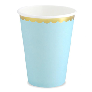 KIT 10 COPOS 270ML PAPEL- AZUL BEBE DOURADO