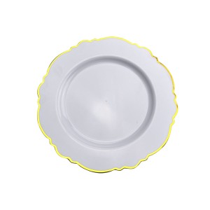 KIT 6 PRATOS LUXO SOBREMESA 19CM EM PLASTICO - PRATA